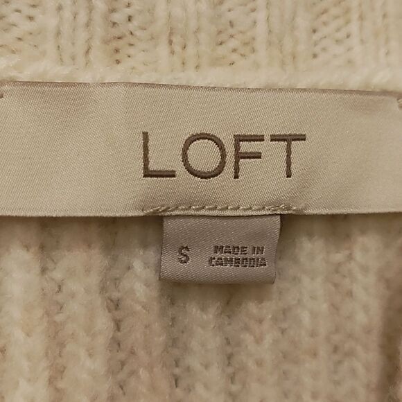 Loft boxy cable knit oversized sweater chunky top ivory minimalist chic Sm - Picture 7 of 7